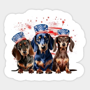 4th of July Dachshund Dogs #5 Sticker